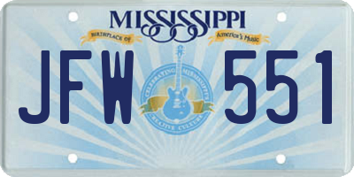 MS license plate JFW551