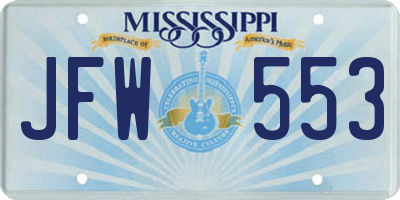 MS license plate JFW553