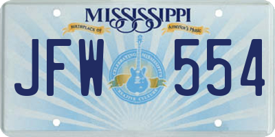 MS license plate JFW554