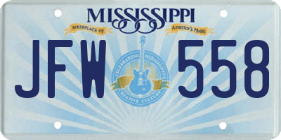 MS license plate JFW558