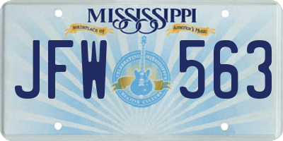 MS license plate JFW563