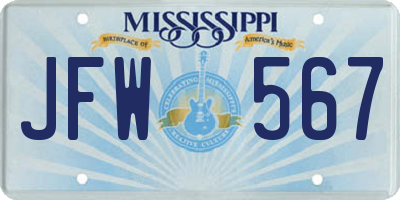 MS license plate JFW567