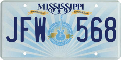 MS license plate JFW568