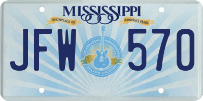 MS license plate JFW570