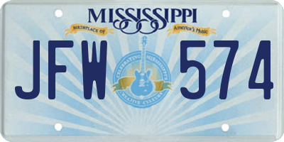 MS license plate JFW574
