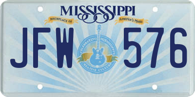 MS license plate JFW576