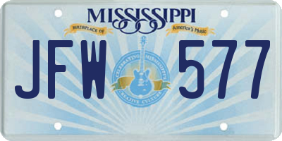 MS license plate JFW577