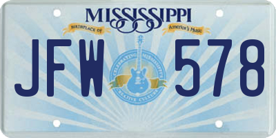 MS license plate JFW578