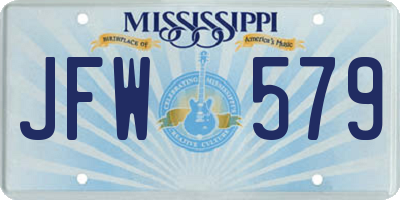 MS license plate JFW579