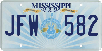MS license plate JFW582