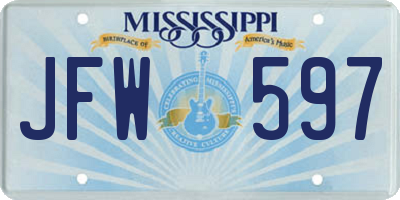 MS license plate JFW597