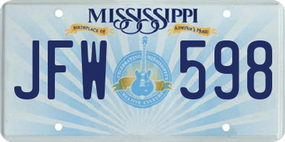 MS license plate JFW598
