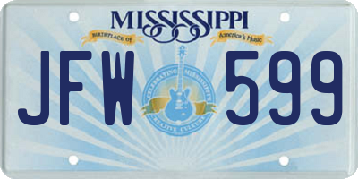 MS license plate JFW599