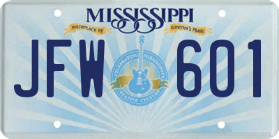 MS license plate JFW601