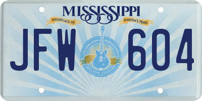 MS license plate JFW604