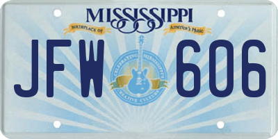 MS license plate JFW606