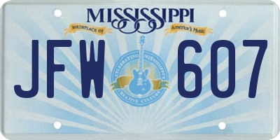 MS license plate JFW607