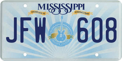 MS license plate JFW608