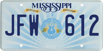 MS license plate JFW612