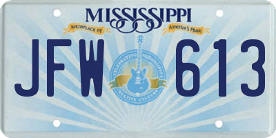 MS license plate JFW613