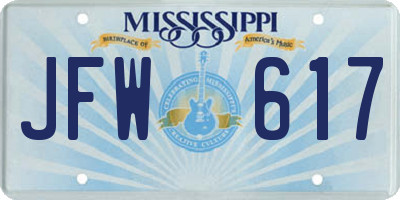 MS license plate JFW617