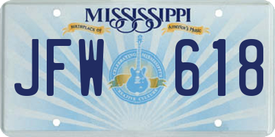 MS license plate JFW618