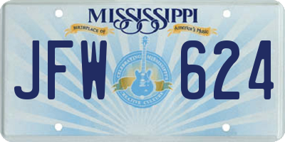 MS license plate JFW624