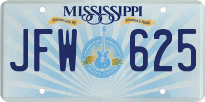 MS license plate JFW625