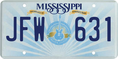 MS license plate JFW631