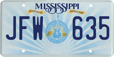 MS license plate JFW635
