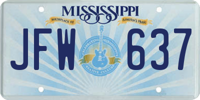 MS license plate JFW637