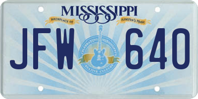 MS license plate JFW640