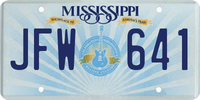 MS license plate JFW641