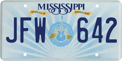 MS license plate JFW642