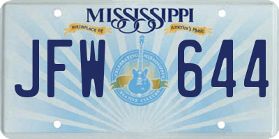 MS license plate JFW644