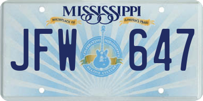 MS license plate JFW647