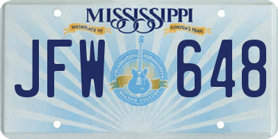 MS license plate JFW648