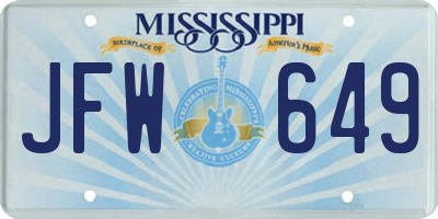 MS license plate JFW649