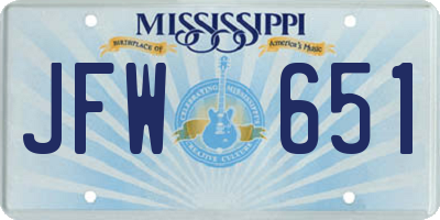 MS license plate JFW651