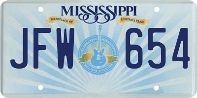 MS license plate JFW654