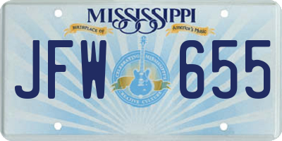 MS license plate JFW655