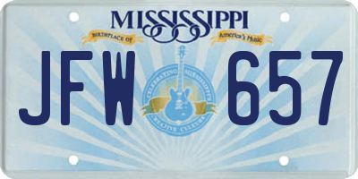 MS license plate JFW657