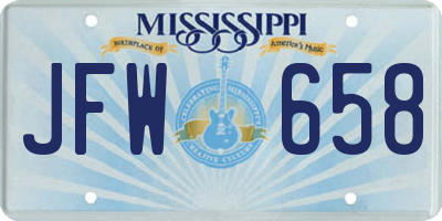 MS license plate JFW658
