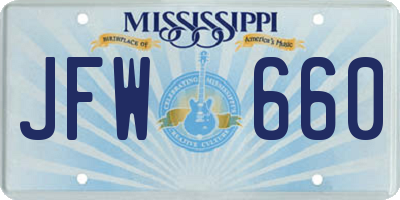 MS license plate JFW660