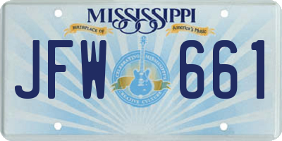 MS license plate JFW661