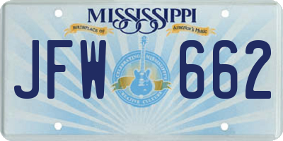 MS license plate JFW662