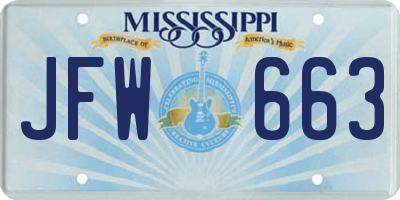 MS license plate JFW663