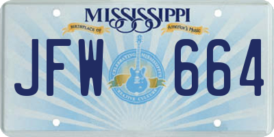 MS license plate JFW664