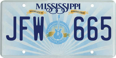 MS license plate JFW665