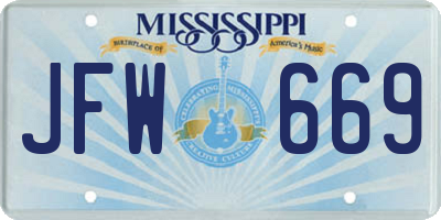 MS license plate JFW669